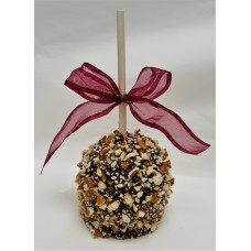 Caramel Apple Dipped in Chocolate with crushed pretzel 
